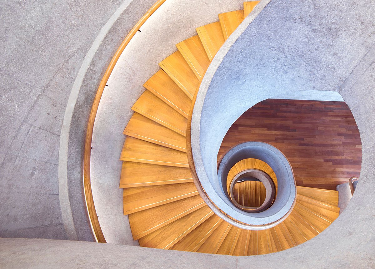 Modern spiral staircase for villa